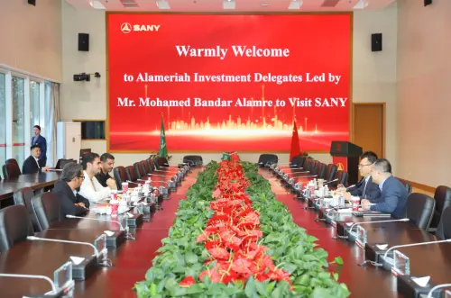 Alameriah Investment, SANY’s important partner in Saudi Arabia, visits SANY. Mr. Mohamed Bandar Alamre, Chairman of Alameriah Investment, and Tang Xiuguo, Rotating Chairman of SANY Group discussed in-depth the cooperation in the field of construction industrialization and new energy, to promote the innovation and sustainable development of Saudi Arabia’s construction industry. 